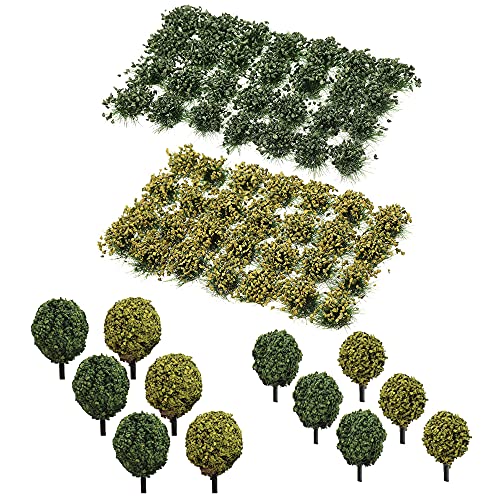 Cayway 4 Stück Static Grass Tuft Selbstklebende Statische Grass Statisches Grasbüschel Miniatursträucher Büsche und Pinzette für Miniatur Tabletop Spiele Modelleisenbahn Geländebau von Cayway