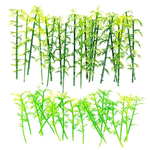 Cayway 40 PCS Model Bamboo Trees, 2 Size Green Plastic Bamboo Trees for Home Decoration, Miniature Landscape, Landform Diorama Project (2.4 inch –3.1inch) von Cayway