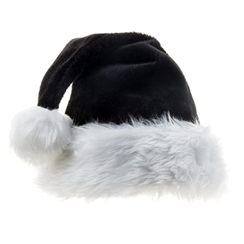 Caziffer Plüsch-Weihnachtsmützen Bequeme Weihnachtsmütze für Erwachsene Kinder Neujahr Festliche Urlaub Party Zubehör (Schwarz, Erwachsene), Schwarz , One Size von Caziffer