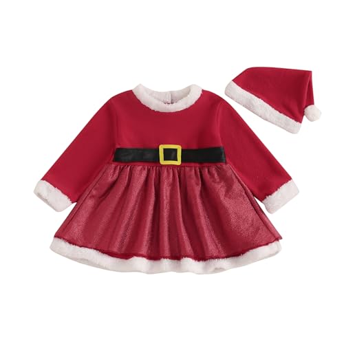 Caziffer Weihnachts-Set Baby Mädchen Kostüm Weihnachten Kleid Langarm + Hut Weihnachtskostüm aus Plüsch für Baby Mädchen 12 Monate - 5 Jahre, A Rot., 74-80 Caziffer Weihnachts-Set Baby Mädchen Kostüm Weihnachten Kleid Langarm + Hut Weihnachtskostüm aus Plüsch für Baby Mädchen 12 Monate - 5 Jahre, A Rot., 74-80 von Caziffer