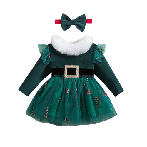 Caziffer Weihnachts-Set Baby Mädchen Kostüm Weihnachten Kleid Langarm + Hut Weihnachtskostüm aus Plüsch für Baby Mädchen 12 Monate - 5 Jahre, A grün., 74-80 Caziffer Weihnachts-Set Baby Mädchen Kostüm Weihnachten Kleid Langarm + Hut Weihnachtskostüm aus Plüsch für Baby Mädchen 12 Monate - 5 Jahre, A grün., 74-80 von Caziffer