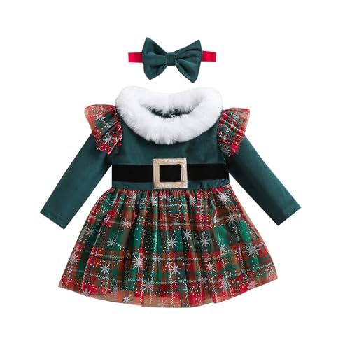 Caziffer Weihnachts-Set Baby Mädchen Kostüm Weihnachten Kleid Langarm + Hut Weihnachtskostüm aus Plüsch für Baby Mädchen 12 Monate - 5 Jahre, Armee grün, 3-6 Monate Caziffer Weihnachts-Set Baby Mädchen Kostüm Weihnachten Kleid Langarm + Hut Weihnachtskostüm aus Plüsch für Baby Mädchen 12 Monate - 5 Jahre, Armee grün, 3-6 Monate von Caziffer