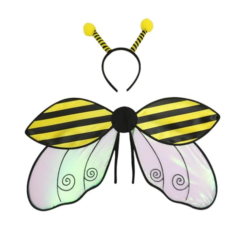 2 Piece Bee Wings Ladybird Wings Costume with Headband Bee Costume Accessory, Bee Wings Set, Bee Costume, Ladybird Costume Accessories, Cosplay Costume (Gelb) von Cazqgoy