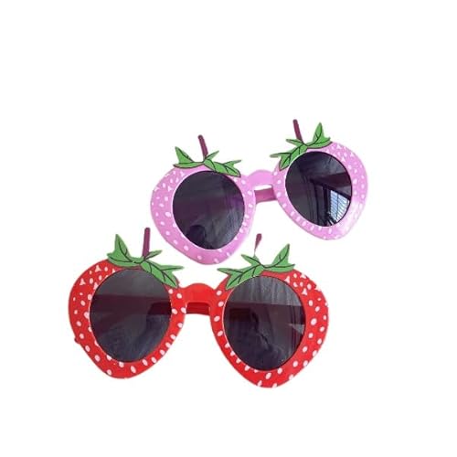 2pcs Cosplay Party Glasses Prom Sunglasses Strawberry Party Glasses Prom Props Party Glasses Sunglasses Frame Strawberry Glasses Bling Sunglasses von Cazqgoy
