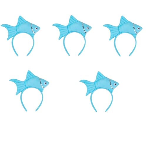 Animal Headgear Plush Fish Headband,Cartoon Headband Shark Headbands (Blau,5) von Cazqgoy