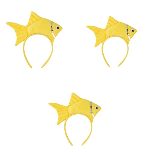 Animal Headgear Plush Fish Headband,Cartoon Headband Shark Headbands (Gelb,3) von Cazqgoy