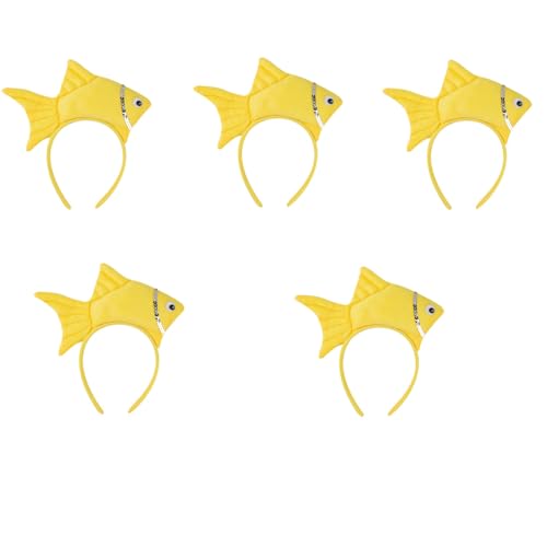 Animal Headgear Plush Fish Headband,Cartoon Headband Shark Headbands (Gelb,5) von Cazqgoy