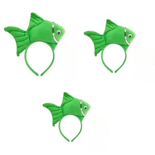 Animal Headgear Plush Fish Headband,Cartoon Headband Shark Headbands (Grün,3) von Cazqgoy