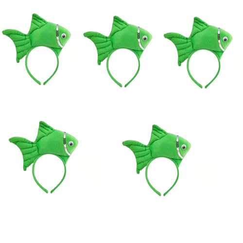Animal Headgear Plush Fish Headband,Cartoon Headband Shark Headbands (Grün,5) von Cazqgoy