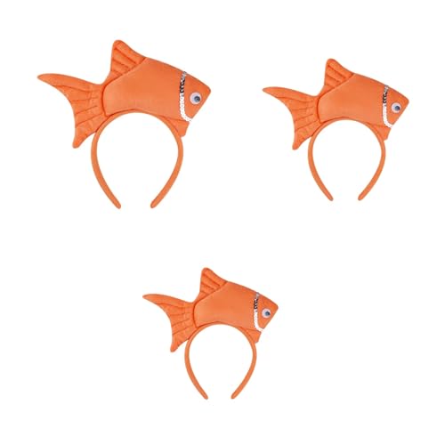 Animal Headgear Plush Fish Headband,Cartoon Headband Shark Headbands (Orange,3) von Cazqgoy