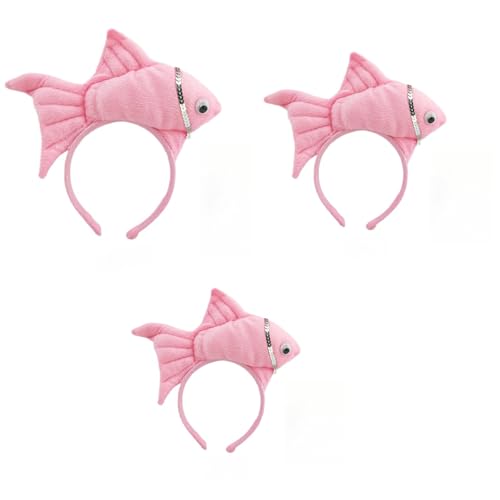Animal Headgear Plush Fish Headband,Cartoon Headband Shark Headbands (Rosa,3) von Cazqgoy