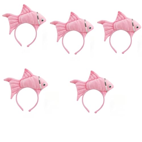 Animal Headgear Plush Fish Headband,Cartoon Headband Shark Headbands (Rosa,5) von Cazqgoy