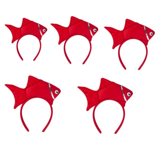 Animal Headgear Plush Fish Headband,Cartoon Headband Shark Headbands (Rot,5) von Cazqgoy