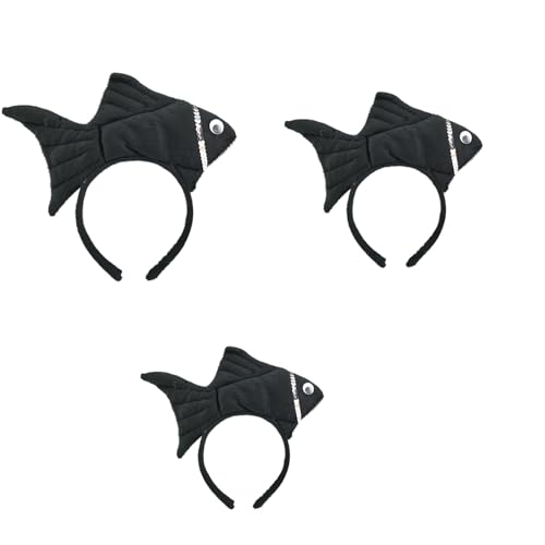 Animal Headgear Plush Fish Headband,Cartoon Headband Shark Headbands (Schwarz,3) von Cazqgoy