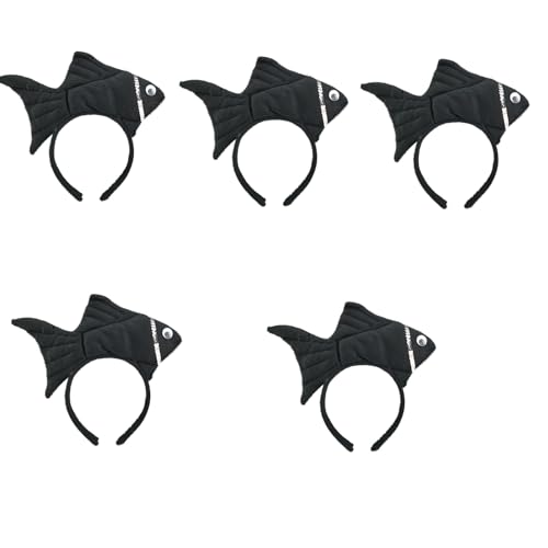 Animal Headgear Plush Fish Headband,Cartoon Headband Shark Headbands (Schwarz,5) von Cazqgoy