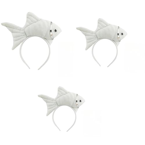 Animal Headgear Plush Fish Headband,Cartoon Headband Shark Headbands (Weiß,3) von Cazqgoy