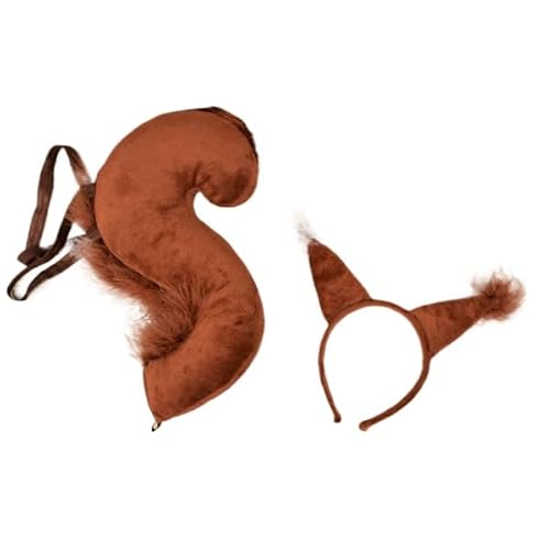 Animal Squirrel Costume Set, Squirrel Ears, Tail Set with Squirrel Headband, Squirrel Tail for Animal Costume, Cosplay (Dark brown) von Cazqgoy