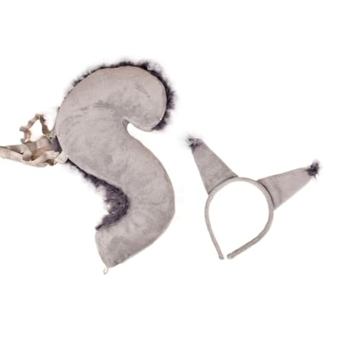 Animal Squirrel Costume Set, Squirrel Ears, Tail Set with Squirrel Headband, Squirrel Tail for Animal Costume, Cosplay (Grey) von Cazqgoy