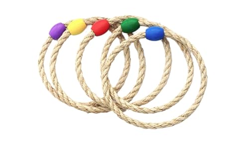 Cazqgoy 10 Ring Throwing Ropes, Natural Rope Clamp Outdoor Toy,Throw Circle Ring Throwing Game von Cazqgoy