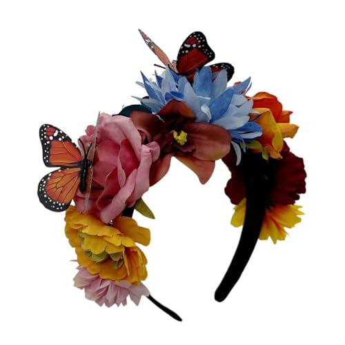 Cazqgoy Day of the Dead Hair Accessories, Floral Headpiece for Women, Flower Wreath,Festival Flower Headband for Female Death Fancy Dress Costume Headwear (Rosa) von Cazqgoy