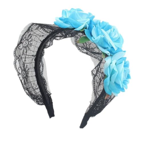 Cazqgoy Halloween Hair Accessories, Rose Headband, Flowers Headpiece for Halloween Costume, Artificial Flower Headband (Blau) von Cazqgoy