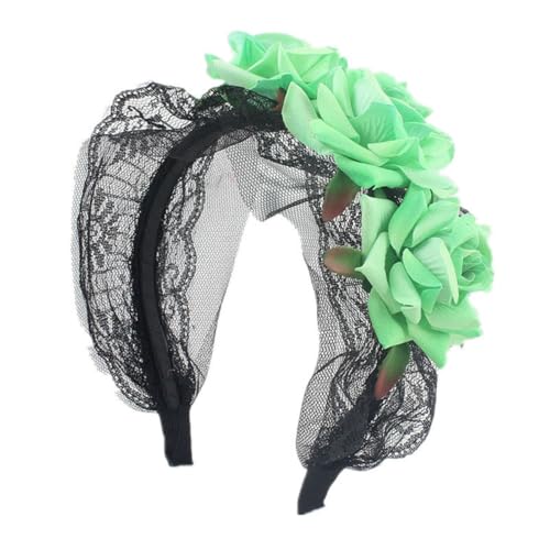 Cazqgoy Halloween Hair Accessories, Rose Headband, Flowers Headpiece for Halloween Costume, Artificial Flower Headband (Grün) von Cazqgoy