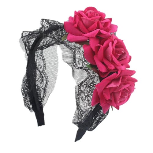 Cazqgoy Halloween Hair Accessories, Rose Headband, Flowers Headpiece for Halloween Costume, Artificial Flower Headband (Lichtrosa) von Cazqgoy