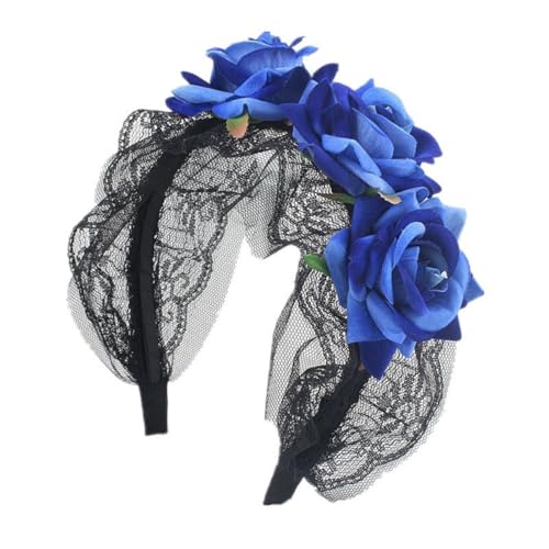 Cazqgoy Halloween Hair Accessories, Rose Headband, Flowers Headpiece for Halloween Costume, Artificial Flower Headband (Schatzblau) von Cazqgoy