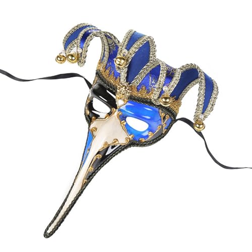 Cazqgoy Halloween Long Nose Mask, Venetian Steampunk Costume Mask, for Men Women Masquerade Costume Party Photography Props Unique Design (Blau) von Cazqgoy