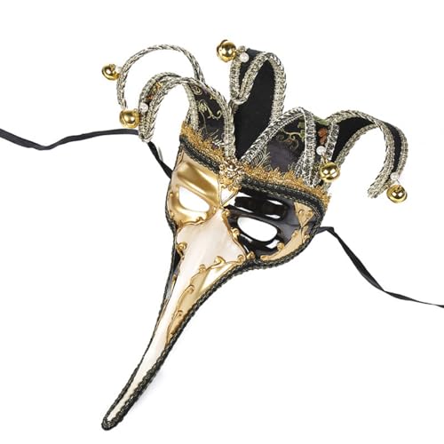 Cazqgoy Halloween Long Nose Mask, Venetian Steampunk Costume Mask, for Men Women Masquerade Costume Party Photography Props Unique Design (Schwarz) von Cazqgoy
