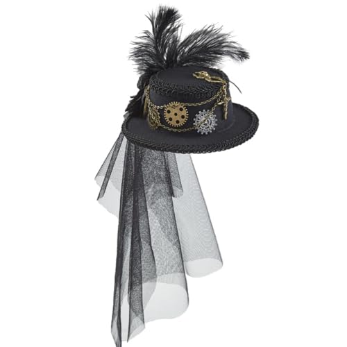 Cazqgoy Steampunk Accessories, Steampunk Hats for Women, with Veil，Veil Victorian Punk Hat Halloween Costume Hat von Cazqgoy