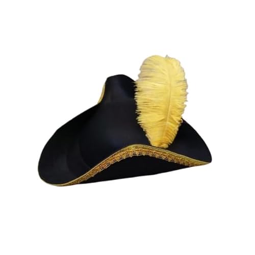 Cazqgoy Tricorn Hat Pirate Hat with Feather Decors,Universal Pirate Hat，Mini Hat Tricorn Pirate Hat with Feather (Gelb) von Cazqgoy