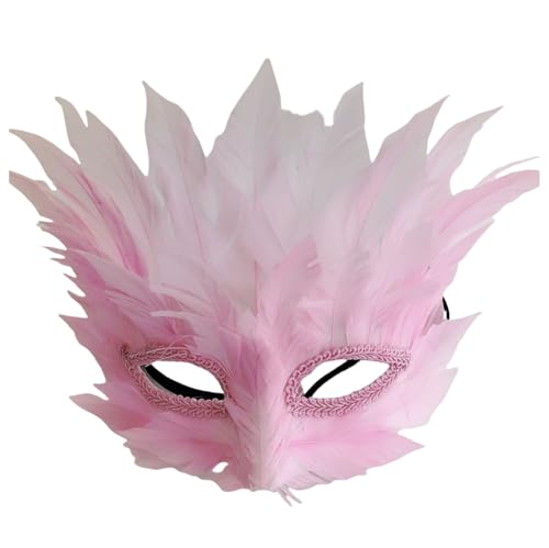 Cazqgoy Venezianische Halbgesichtsmaske, Elegante Vogelmaske Perfekt für Maskenbälle Fasching Kostümpartys und Shows (Rosa) von Cazqgoy