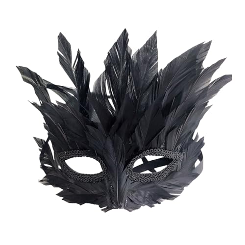 Cazqgoy Venezianische Halbgesichtsmaske, Elegante Vogelmaske Perfekt für Maskenbälle Fasching Kostümpartys und Shows (Schwarz) von Cazqgoy