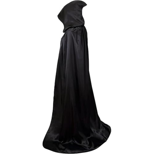 Hooded Cape, Halloween Witch Cape Dress, Cape Costume with Hooded Witch Cape for Halloween Carnival Christmas for Halloween Costume, Cosplay Party (Black,M) von Cazqgoy