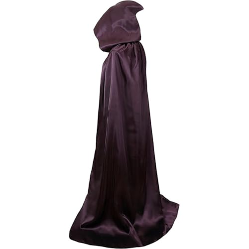 Hooded Cape, Halloween Witch Cape Dress, Cape Costume with Hooded Witch Cape for Halloween Carnival Christmas for Halloween Costume, Cosplay Party (Deep purple,XL) von Cazqgoy