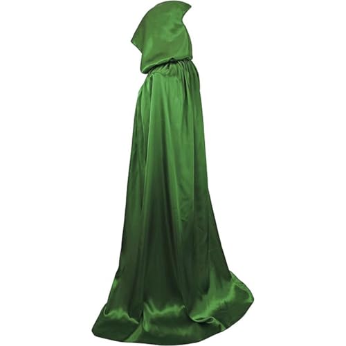 Hooded Cape, Halloween Witch Cape Dress, Cape Costume with Hooded Witch Cape for Halloween Carnival Christmas for Halloween Costume, Cosplay Party (Green,L) von Cazqgoy