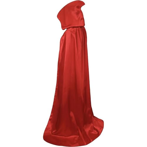 Hooded Cape, Halloween Witch Cape Dress, Cape Costume with Hooded Witch Cape for Halloween Carnival Christmas for Halloween Costume, Cosplay Party (Red,L) von Cazqgoy