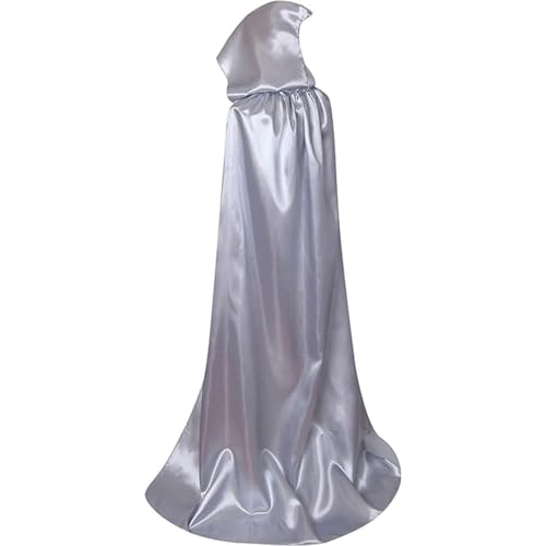Hooded Cape, Halloween Witch Cape Dress, Cape Costume with Hooded Witch Cape for Halloween Carnival Christmas for Halloween Costume, Cosplay Party (Silvery,S) von Cazqgoy