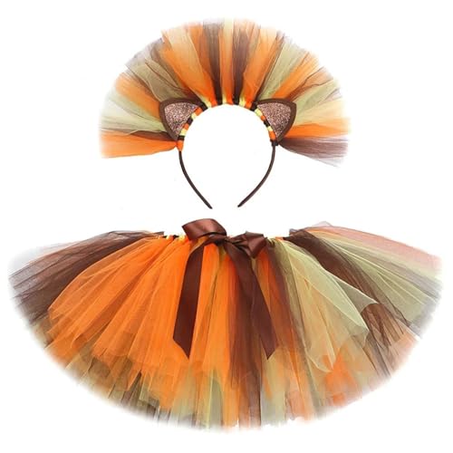 Löwen-Kostüm-Set, Löwenohren, Stirnband, Tutu, Löwen-Set, Löwen-Kostüm, Halloween, Geburtstag, Karneval, Bühnenaufführung, Cosplay, Tier (M) von Cazqgoy