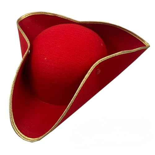 Tri Corner Pirate Hat,Mini Hat Tricorn Pirate Hat for Pirate Theme Party, Halloween, Cosplay, Pirate Theme Party, Costume Accessories,Rot von Cazqgoy