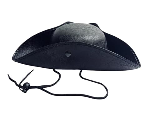 Tri Corner Pirate Hat for Adults,Tricorn Hat,Three-Horn Hat for Pirate Theme Party, Cosplay, Carnival (Black) von Cazqgoy