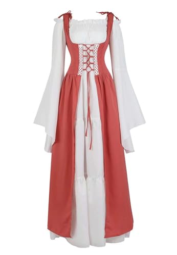 Ccipotatoo Renaissance-Kostüm für Damen, mittelalterliches Kleid, irisch, viktorianisch, Vintage, Halloween, Übergröße, Ziegelrot, Größe 6XL Ccipotatoo Renaissance-Kostüm für Damen, mittelalterliches Kleid, irisch, viktorianisch, Vintage, Halloween, Übergröße, Ziegelrot, Größe 6XL von Ccipotatoo