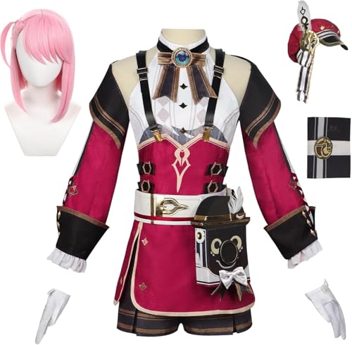Ccipotatoo Rock/Charlotte/Kaedehara Kazuha Cosplay Kostüm Set Gaming Peripherie Anime Cosplay Halloween Outfit Frau Karneval Party Anime Kleidung (Charlotte + Perücke, S) von Ccipotatoo