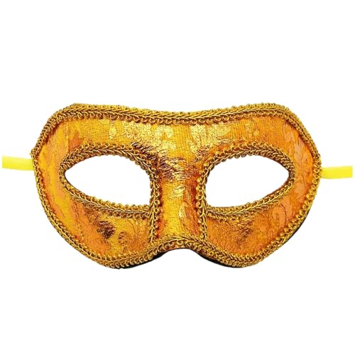Ccipotatoo Venezianische Maske Damen Herren Vintage Halloween Kostüm Karneval Maske Schwarz Feder Maske Rabe Strass Metall Filigrane Venezianische Colombina Ball (Gold) von Ccipotatoo