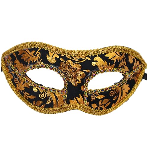 Ccipotatoo Venezianische Maske Damen Herren Vintage Halloween Kostüm Karneval Maske Schwarz Feder Maske Rabe Strass Metall Filigrane Venezianische Colombina Ball (Schwarz) von Ccipotatoo