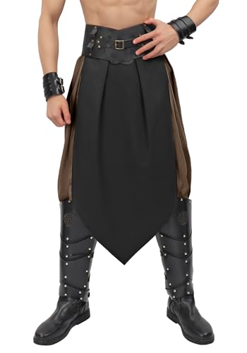 Cdecgo Mittelalterliches Leinenkostüm Ritterkrieger für Herren Renaissance Fair LARP Kleidung (schwarz) von Cdecgo