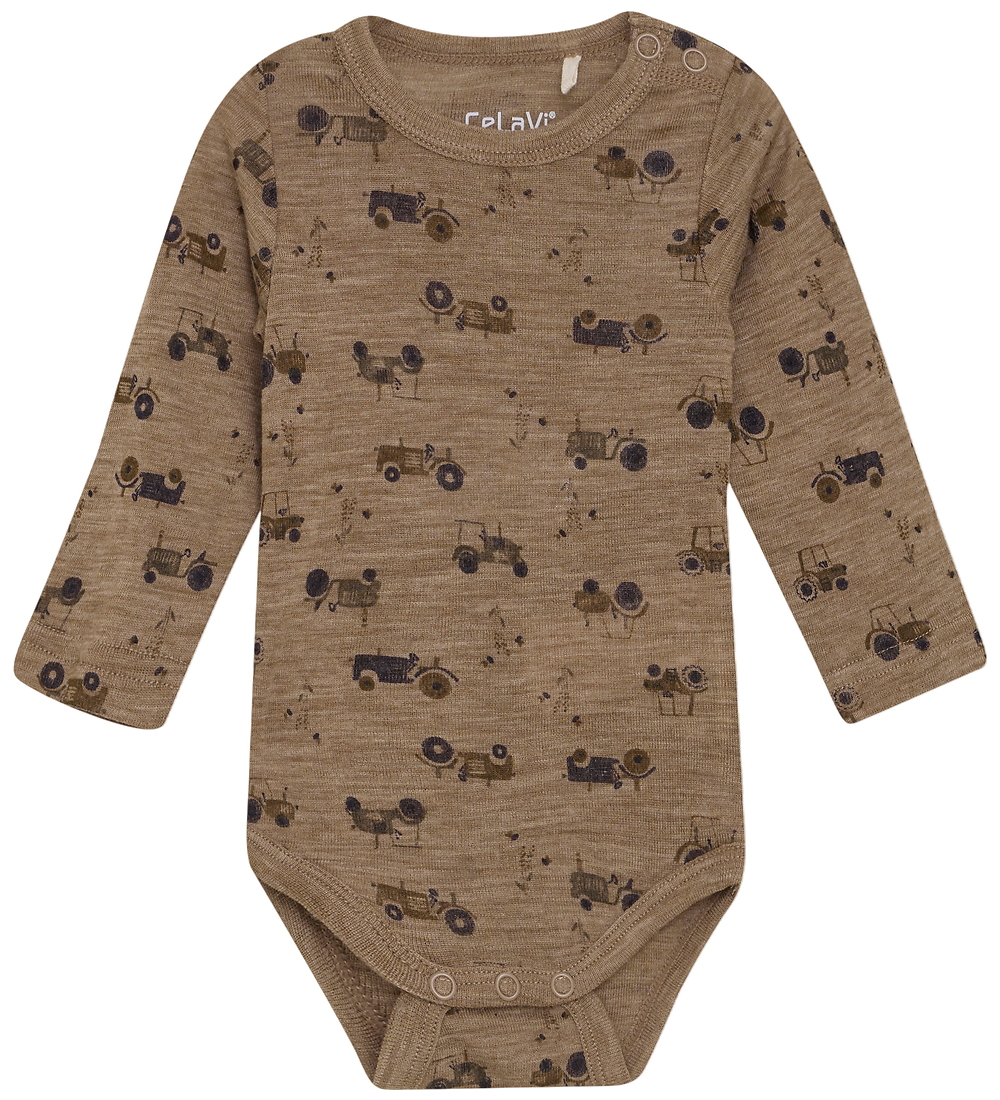 CeLaVi Body l/ä - Wolle - Kakao Creme m. Traktoren - CeLaVi - 50 - Body L/Ä CeLaVi Body l/ä - Wolle - Kakao Creme m. Traktoren - CeLaVi - 50 - Body L/Ä von CeLaVi
