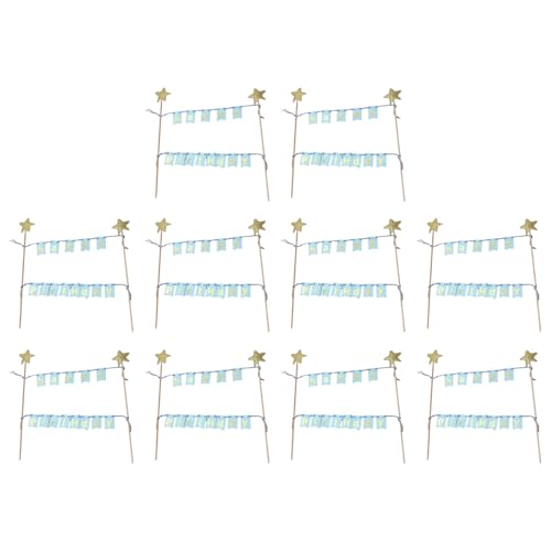 10Set Happy Birthday Cake Banners Glitzer Sternflaggen Zeichen Für Party Cupcake Dekoration Und Veranstaltung von CeaBulo