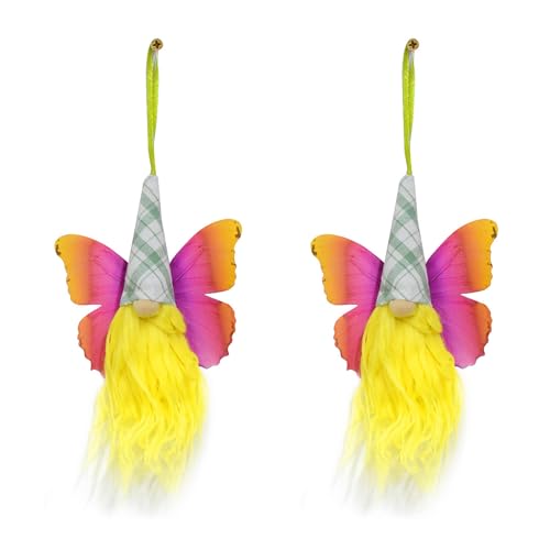 CeaBulo 2pcs Butterfly Gnomes Puppen Hängen Ornamente Handgefertigte Stoffhandwerk Miniatur Schwedische Elfen Spielzeug Für Party Dekore von CeaBulo